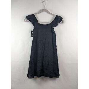 Art Class Black Dress Girls Woven Sleeveless Ruffle Sleeve Dotted Texture S 6 6X